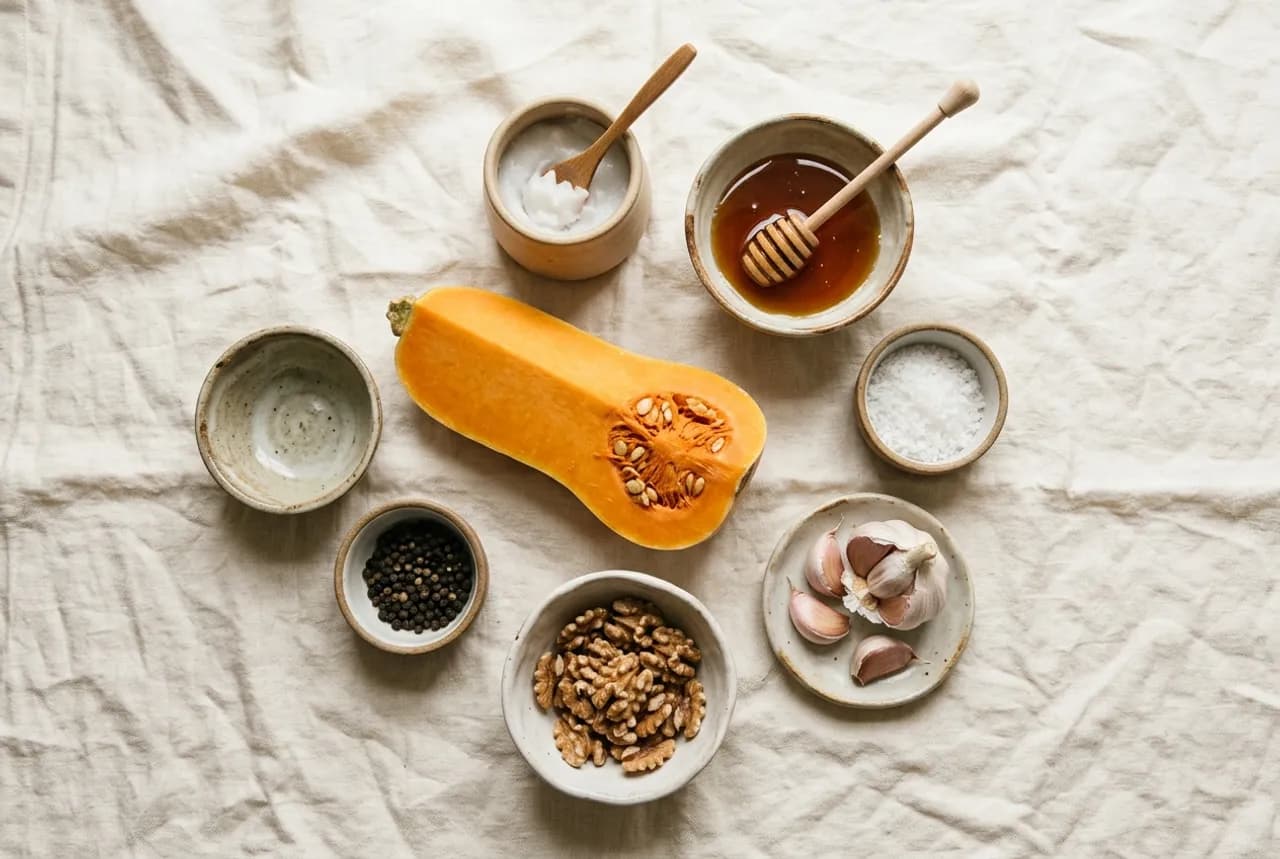 Les ingrédients de la recette : Courges caramélisées au four
