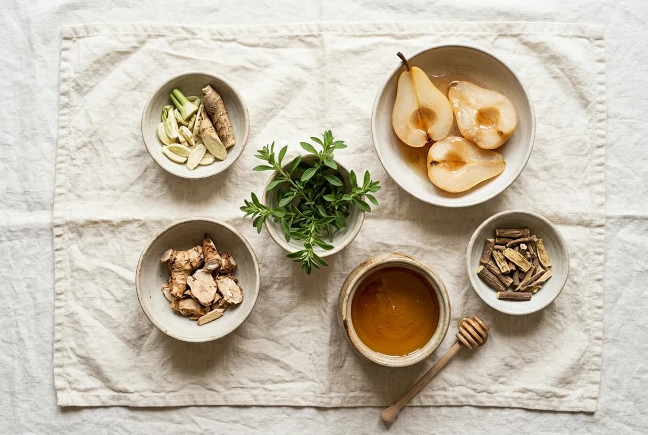 Les ingrédients de la recette : Miel aux Poires et au Fenouil des Alpes