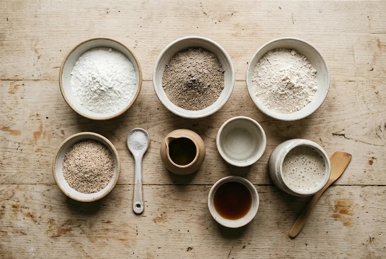 Les ingrédients de la recette : Pain “intestin apaisé” (sans gluten, faible fermentation)