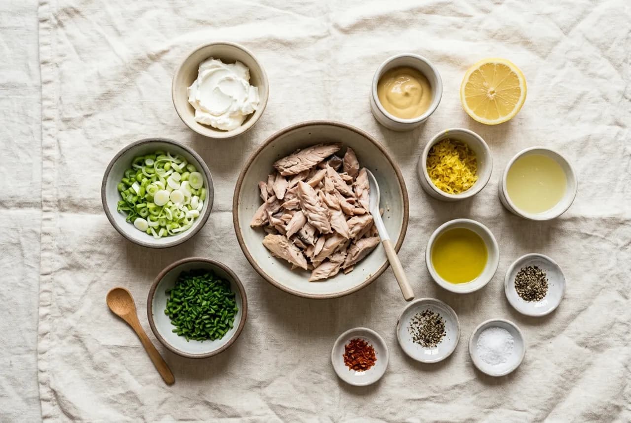 Les ingrédients de la recette : Rillettes fraîches de maquereaux aux Cébettes et Ciboulette