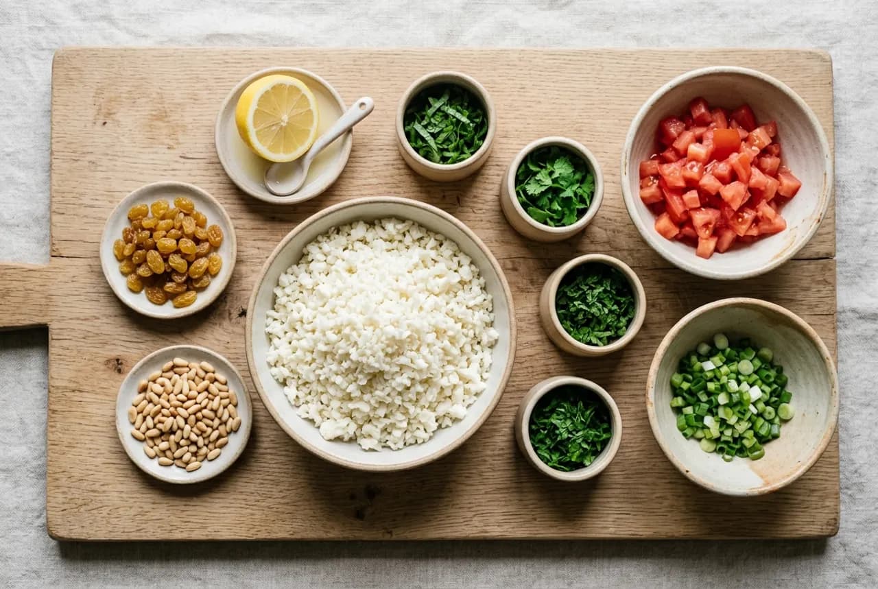 Les ingrédients de la recette : Taboulé de chou-fleur