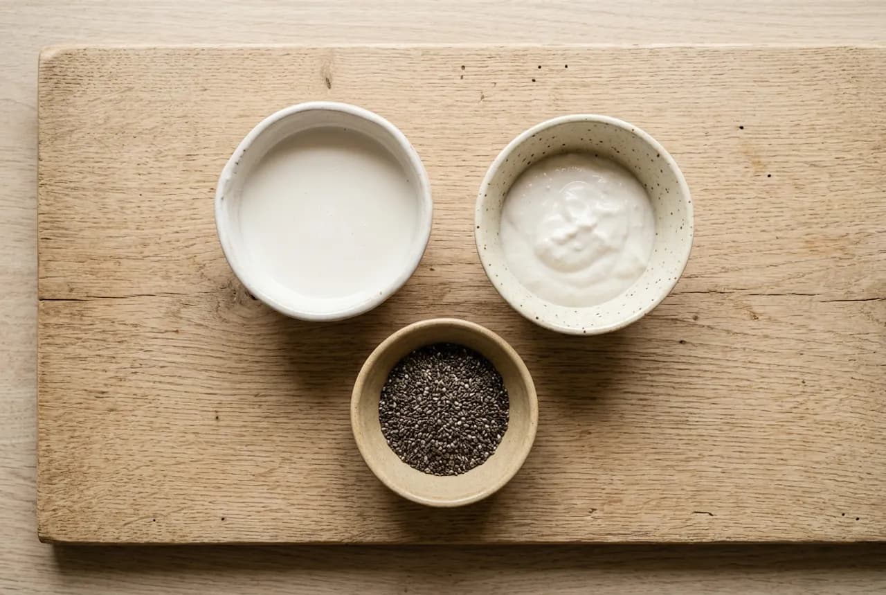 Les ingrédients de la recette : Yaourt chia-coco maison