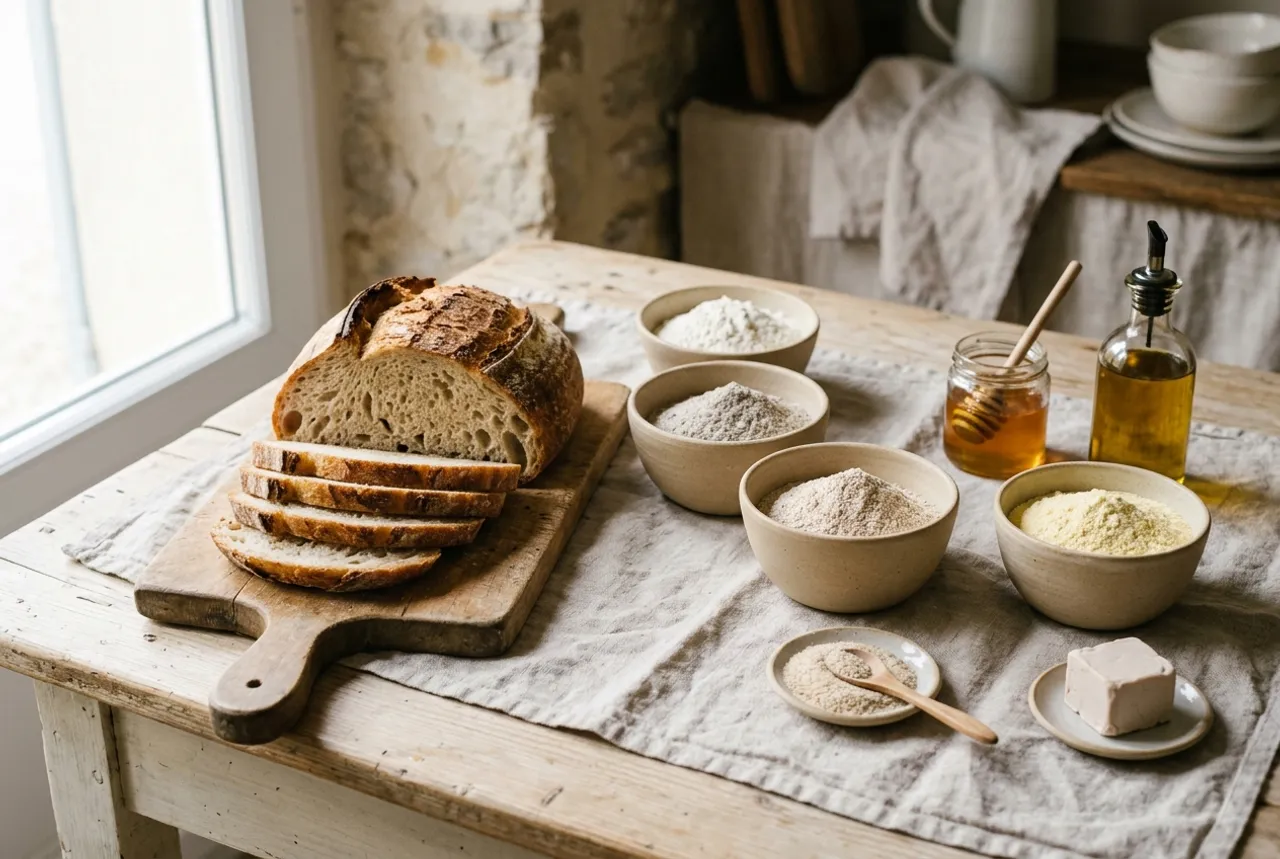 Pain sans gluten multi-farines : riz, sarrasin, châtaigne, lupin